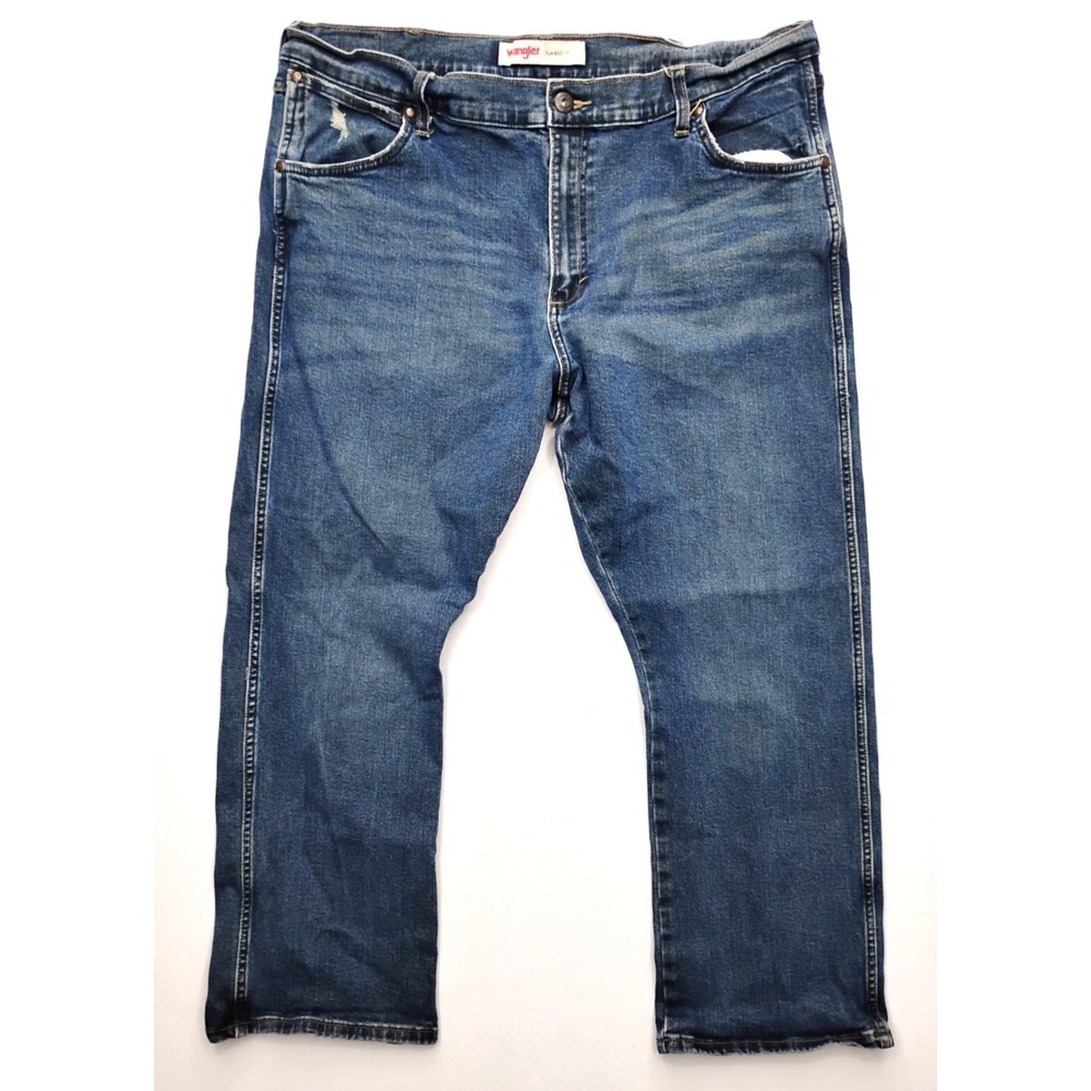 Wrangler Jeans Mens 40x30 Blue Slim Boot 77 Bootcut Stretch Denim